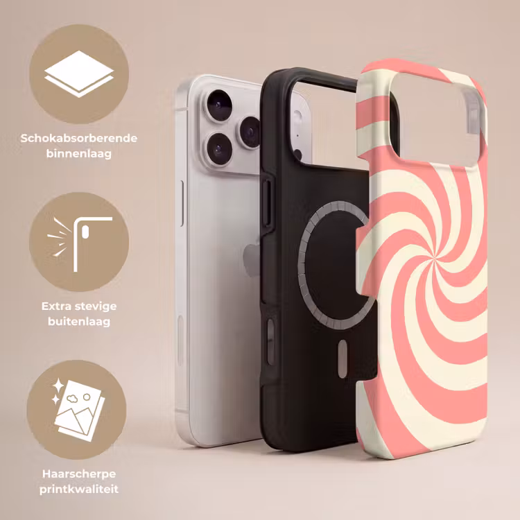 Telefoonhoesje Toughcase - Spiraal - Patroon - Abstract - Roze - Beige — 3