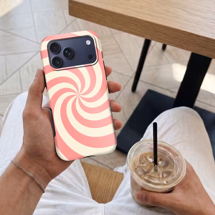 Telefoonhoesje Toughcase - Spiraal - Patroon - Abstract - Roze - Beige — 4