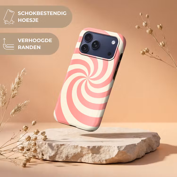Telefoonhoesje Toughcase - Spiraal - Patroon - Abstract - Roze - Beige — 5
