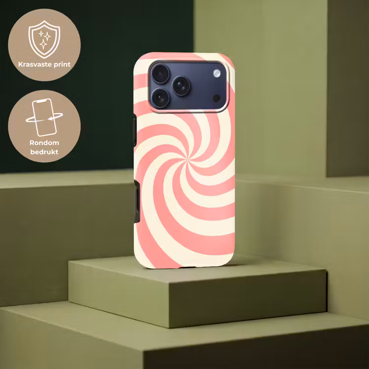 Telefoonhoesje Toughcase - Spiraal - Patroon - Abstract - Roze - Beige — 7