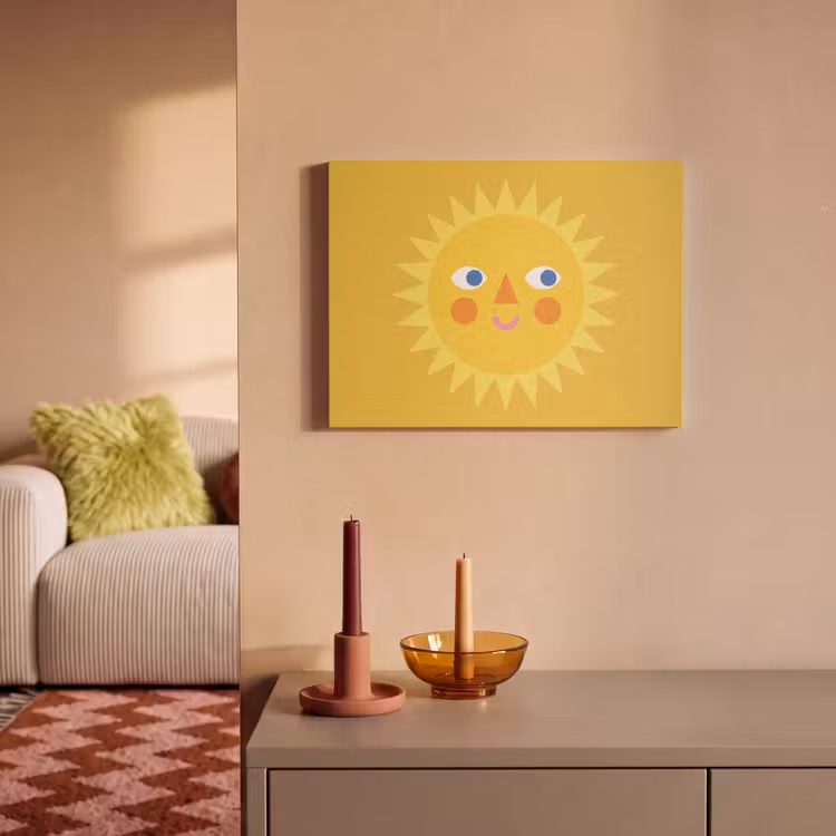 Akoestisch schilderij - Zon - Gezicht - Zomer - Illustratie - Geel — 2