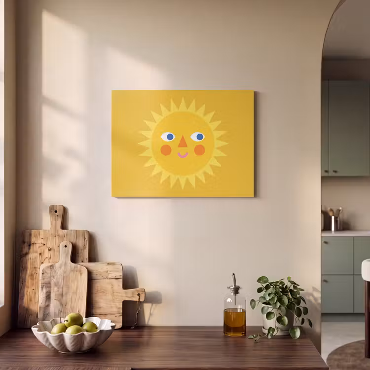 Akoestisch schilderij - Zon - Gezicht - Zomer - Illustratie - Geel — 4