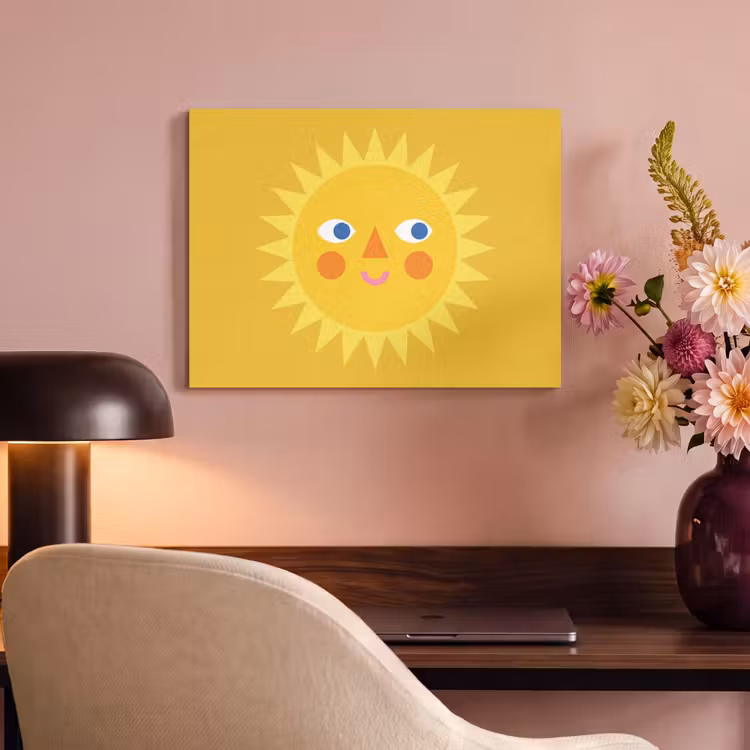 Akoestisch schilderij - Zon - Gezicht - Zomer - Illustratie - Geel — 6