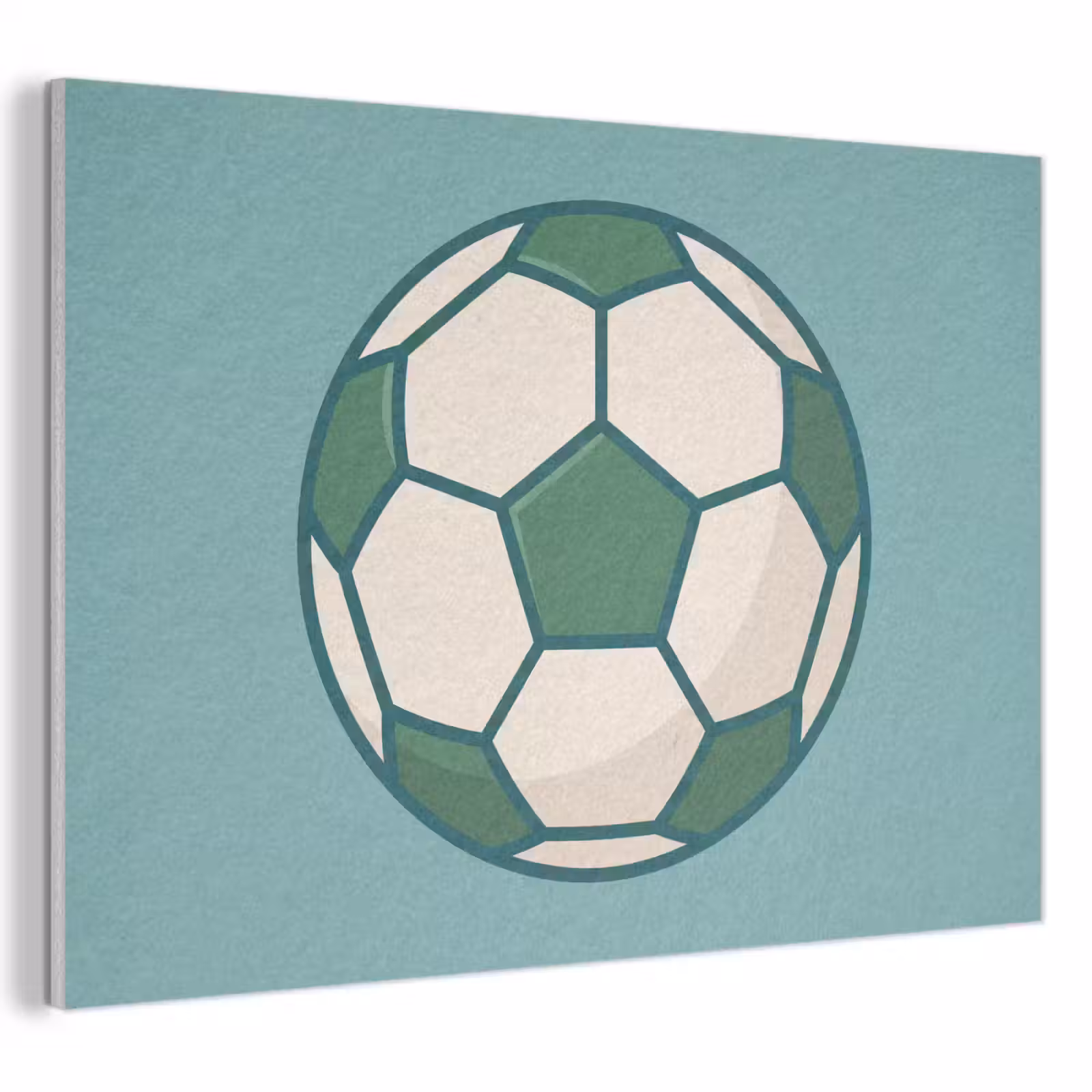 Akoestisch schilderij - Voetbal - Geometrisch - Sport - Illustratie - Blauwgroen — 1