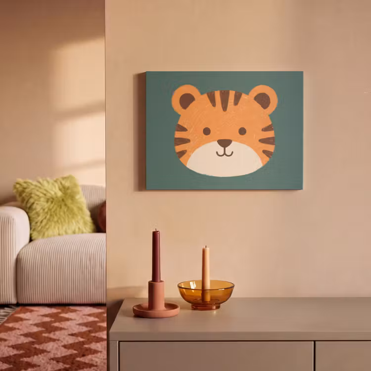 Akoestisch schilderij - Dieren - Kop - Oranje - Illustratie - Modern — 2