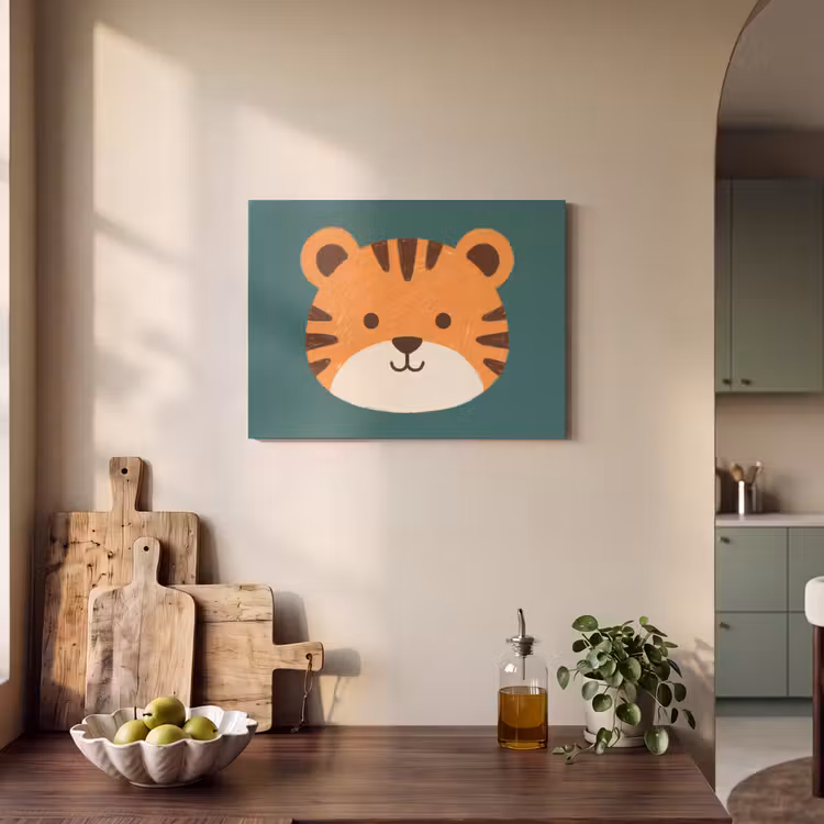 Akoestisch schilderij - Dieren - Kop - Oranje - Illustratie - Modern — 4