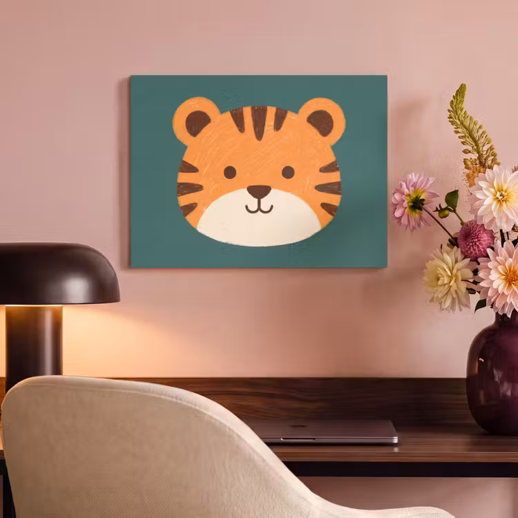 Akoestisch schilderij - Dieren - Kop - Oranje - Illustratie - Modern — 6