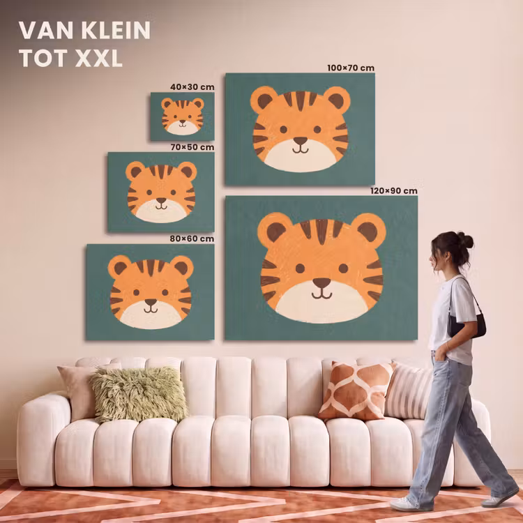 Akoestisch schilderij - Dieren - Kop - Oranje - Illustratie - Modern — 7