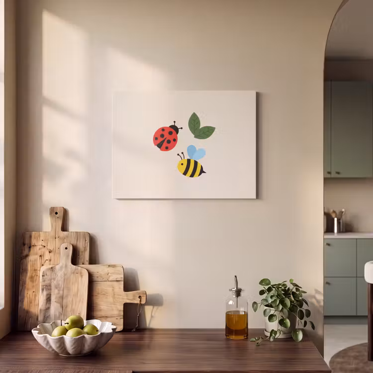 Akoestisch schilderij - Insect - Blad - Natuur - Speels - Illustratie — 4