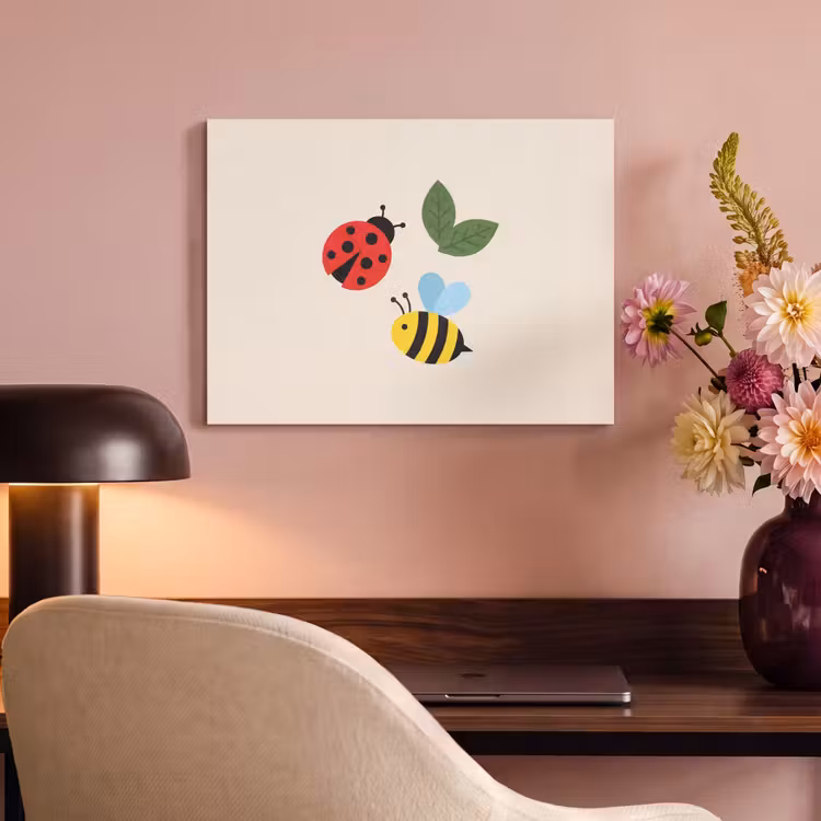 Akoestisch schilderij - Insect - Blad - Natuur - Speels - Illustratie — 6