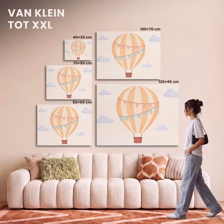 Akoestisch schilderij - Luchtballon - Wolken - Illustratie - Zacht - Kinderkamer — 7