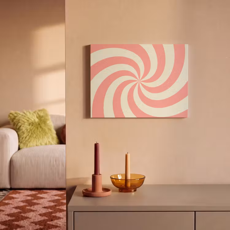 Akoestisch schilderij - Spiraal - Patroon - Abstract - Roze - Beige — 2