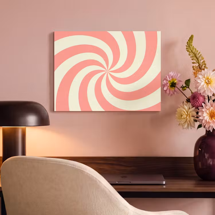 Akoestisch schilderij - Spiraal - Patroon - Abstract - Roze - Beige — 6