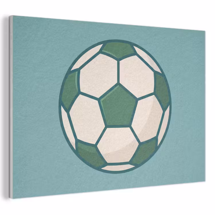 Akoestisch schilderij - Voetbal - Geometrisch - Sport - Illustratie - Blauwgroen — 1