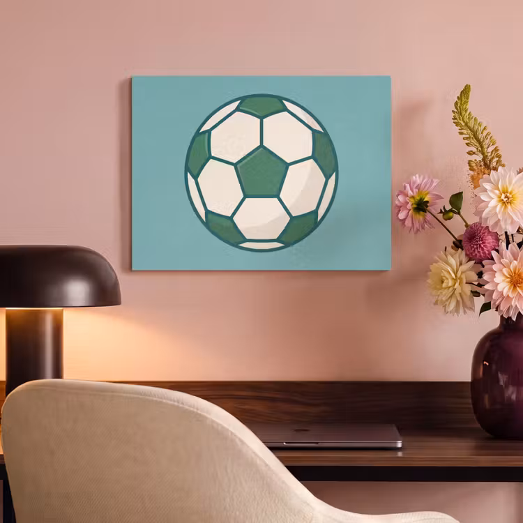 Akoestisch schilderij - Voetbal - Geometrisch - Sport - Illustratie - Blauwgroen — 6