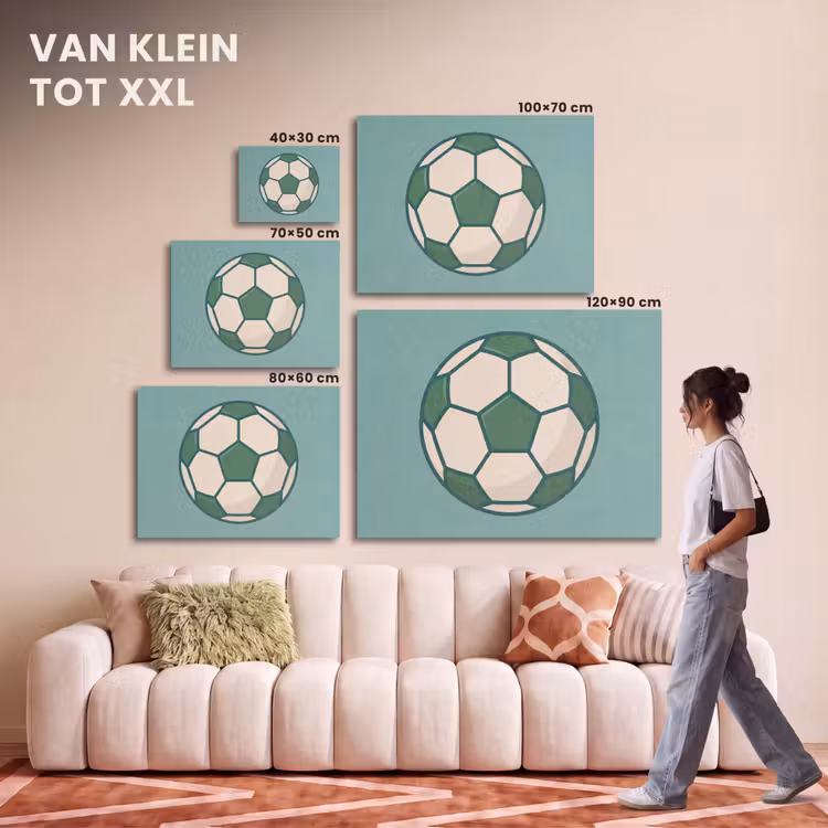 Akoestisch schilderij - Voetbal - Geometrisch - Sport - Illustratie - Blauwgroen — 7