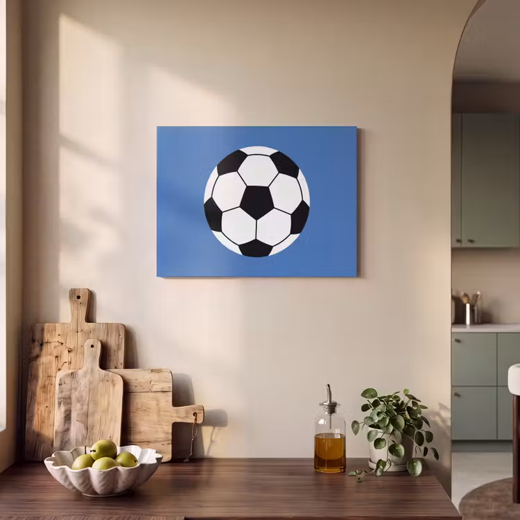 Akoestisch schilderij - Voetbal - Zwart-wit - Sport - Illustratie - Blauw — 4