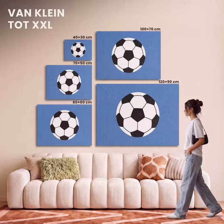 Akoestisch schilderij - Voetbal - Zwart-wit - Sport - Illustratie - Blauw — 7