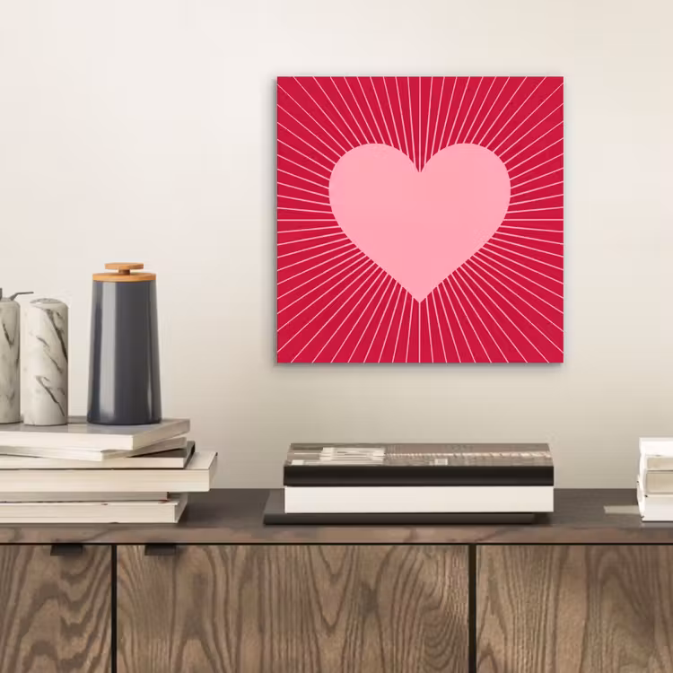 Aluminium schilderij - Hart - Stralen - Liefde - Abstract - Roze — 2