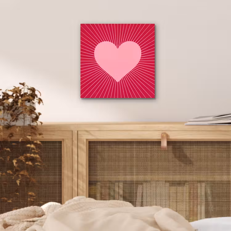 Aluminium schilderij - Hart - Stralen - Liefde - Abstract - Roze — 4