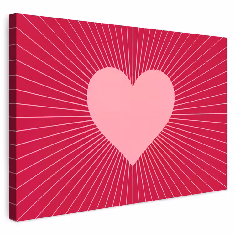 Buiten canvas - Hart - Stralen - Liefde - Abstract - Roze — 1