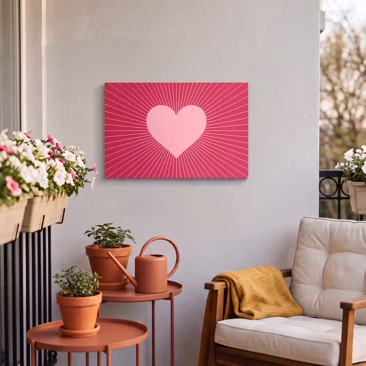 Buiten canvas - Hart - Stralen - Liefde - Abstract - Roze — 3