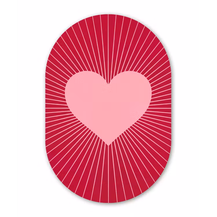 Muurovaal aluminium - Hart - Stralen - Liefde - Abstract - Roze — 1