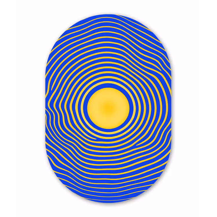 Muurovaal - Glas - Abstract patroon - Blauw — 1