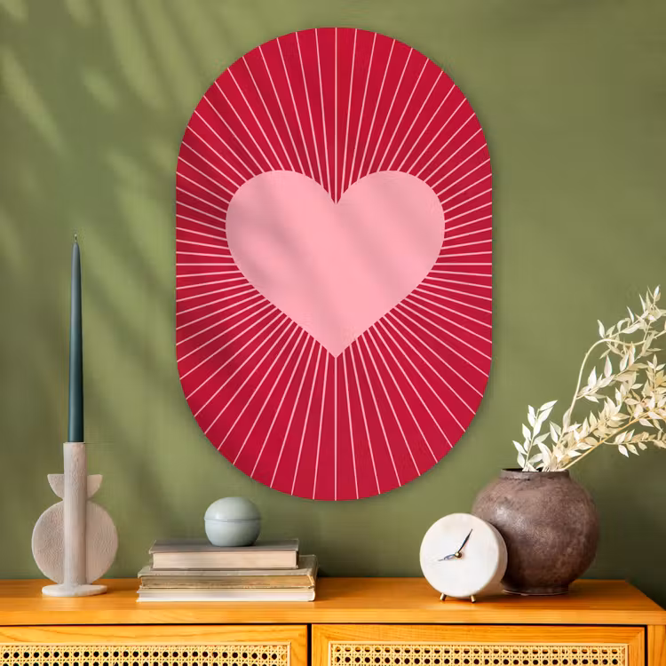 Muurovaal - Glas - Hart - Stralen - Liefde - Abstract - Roze — 2