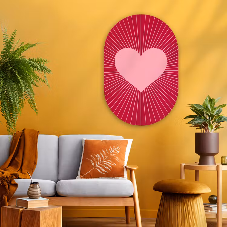 Muurovaal - Glas - Hart - Stralen - Liefde - Abstract - Roze — 3