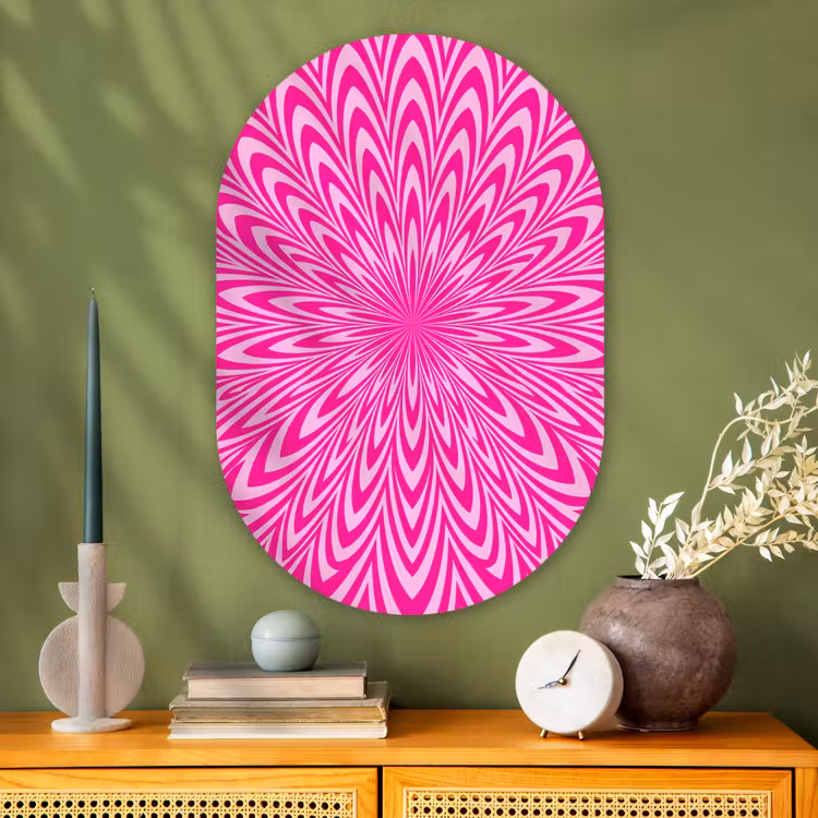 Muurovaal - Glas - Patroon - Optisch - Roze — 2