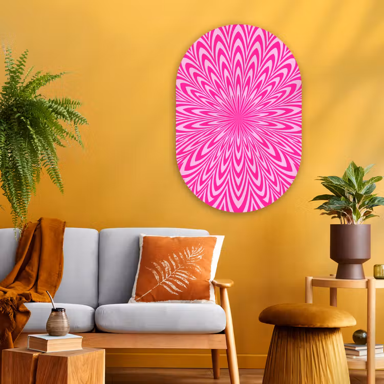 Muurovaal - Glas - Patroon - Optisch - Roze — 3