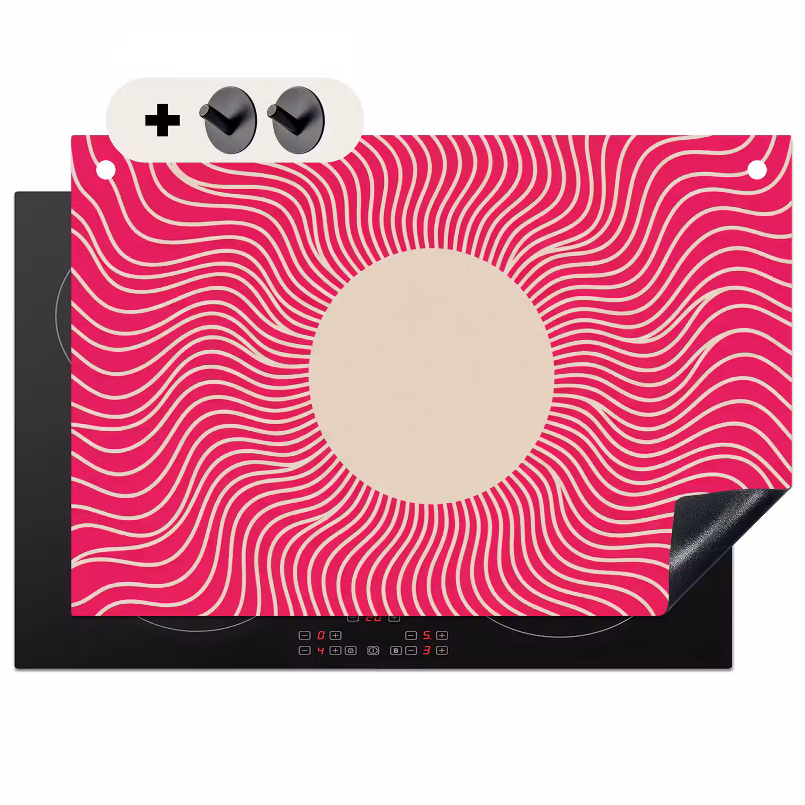Inductie beschermer en spatscherm (2in1) - Abstract - Patroon - Roze — 1