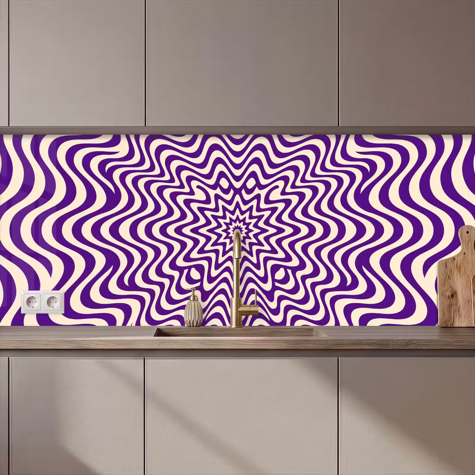 Keuken achterwand - Abstract - Golven - Optisch - Modern - Paars — 1