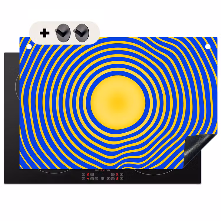 Inductie beschermer en spatscherm (2in1) - Abstract patroon - Blauw — 1
