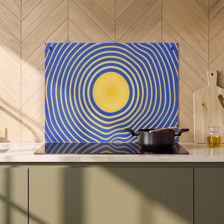 Inductie beschermer en spatscherm (2in1) - Abstract patroon - Blauw — 2