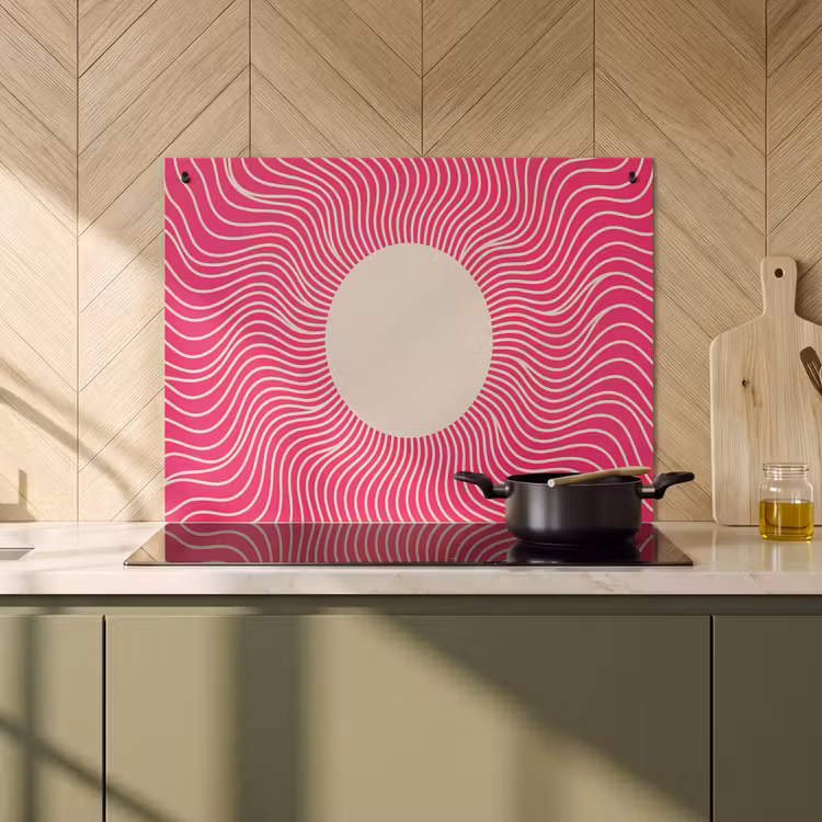 Inductie beschermer en spatscherm (2in1) - Abstract - Patroon - Roze — 2