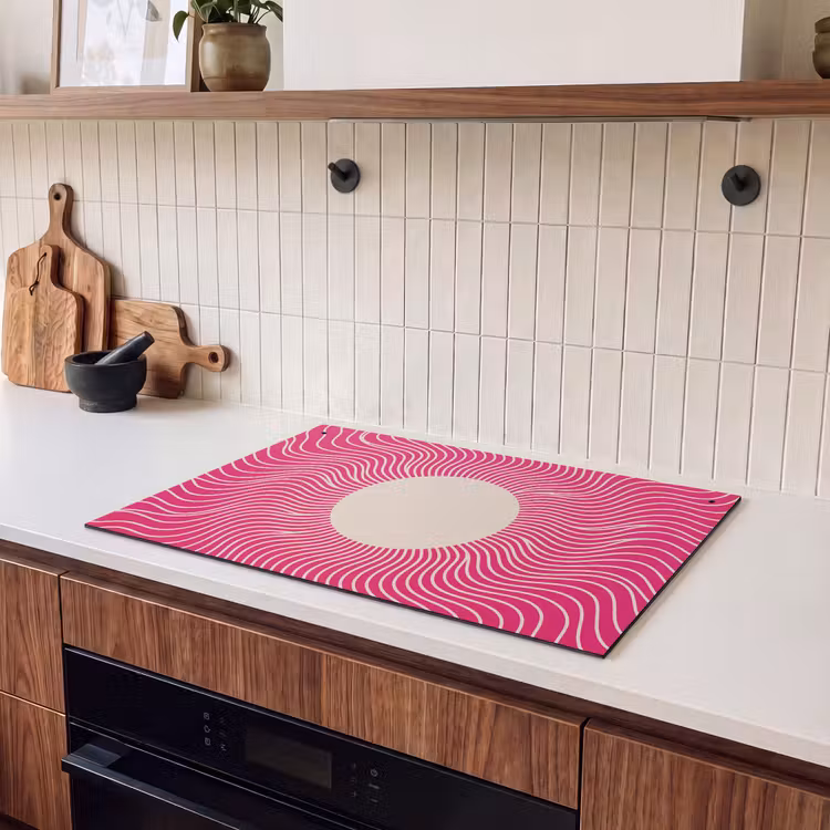 Inductie beschermer en spatscherm (2in1) - Abstract - Patroon - Roze — 3