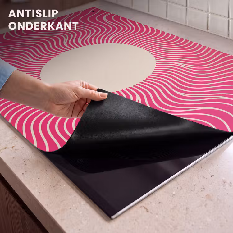 Inductie beschermer en spatscherm (2in1) - Abstract - Patroon - Roze — 4