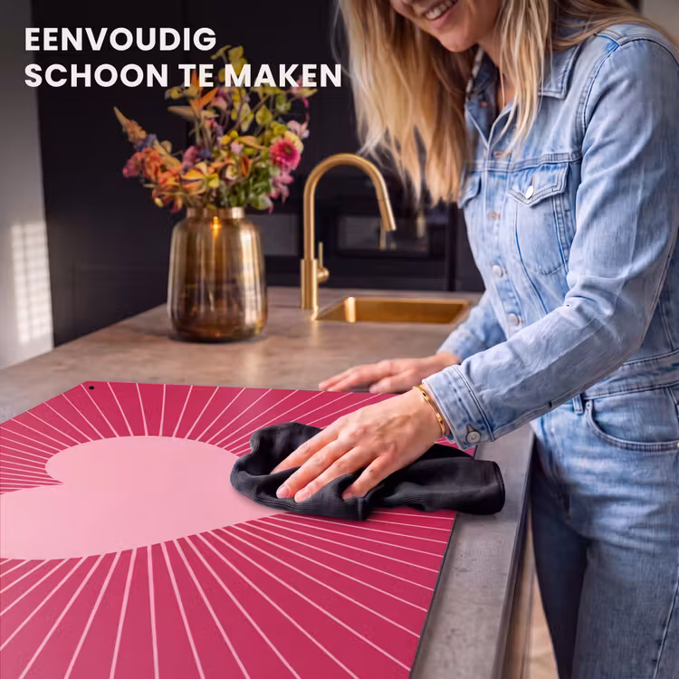 Inductie beschermer en spatscherm (2in1) - Hart - Stralen - Liefde - Abstract - Roze — 5