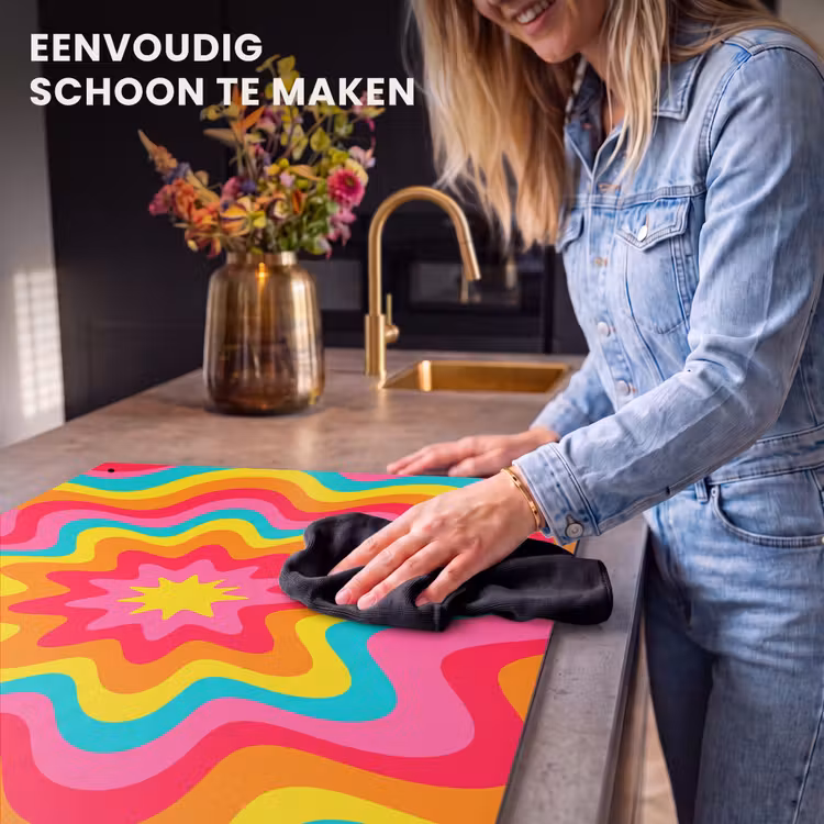 Inductie beschermer en spatscherm (2in1) - Patroon - Golvend - Kleurrijk — 5