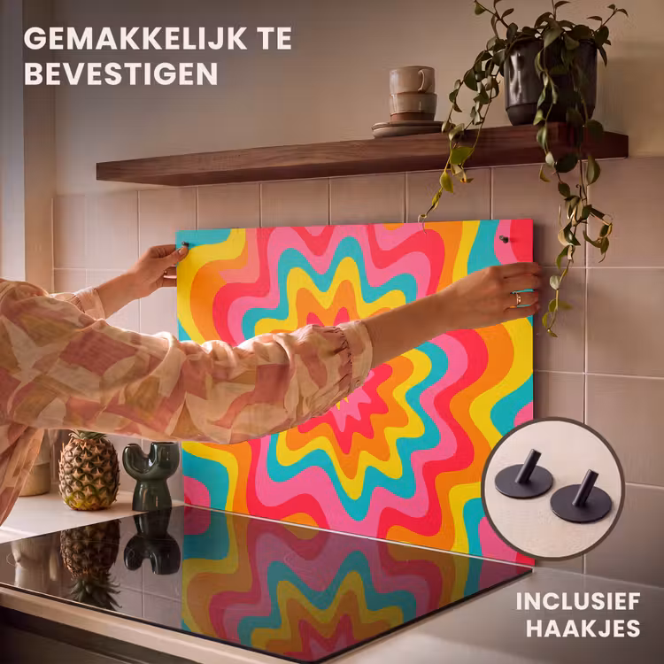 Inductie beschermer en spatscherm (2in1) - Patroon - Golvend - Kleurrijk — 7