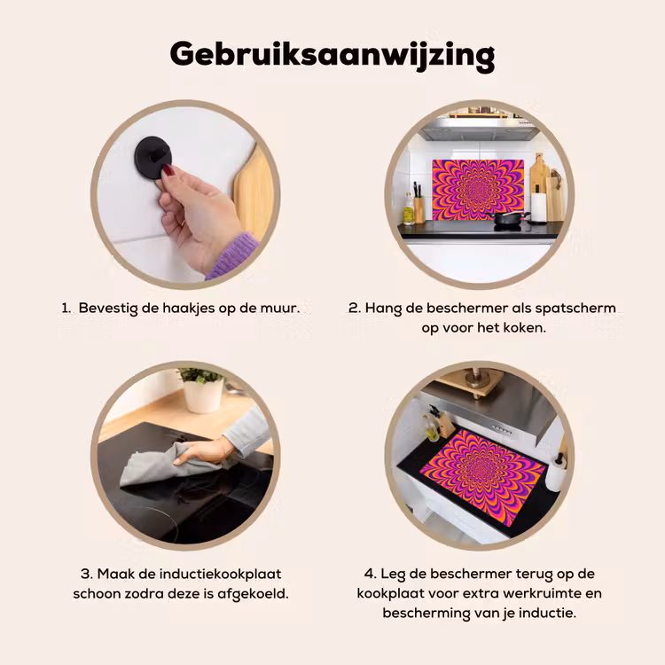 Inductie beschermer en spatscherm (2in1) - Patroon - Optisch - Kleurrijk — 6
