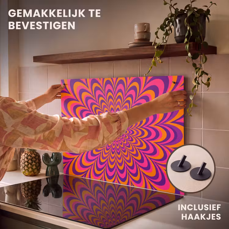 Inductie beschermer en spatscherm (2in1) - Patroon - Optisch - Kleurrijk — 7