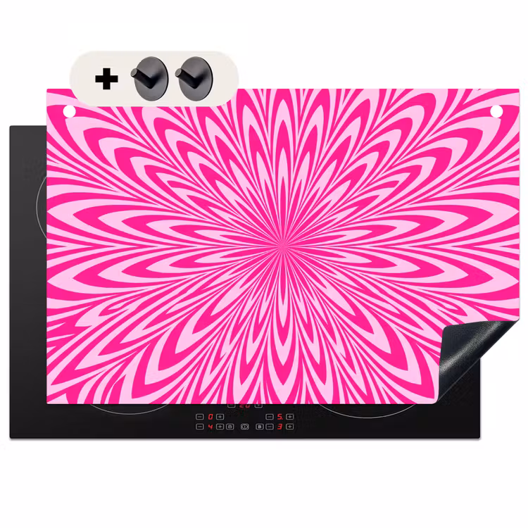 Inductie beschermer en spatscherm (2in1) - Patroon - Optisch - Roze — 1
