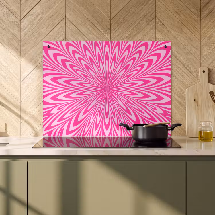 Inductie beschermer en spatscherm (2in1) - Patroon - Optisch - Roze — 2