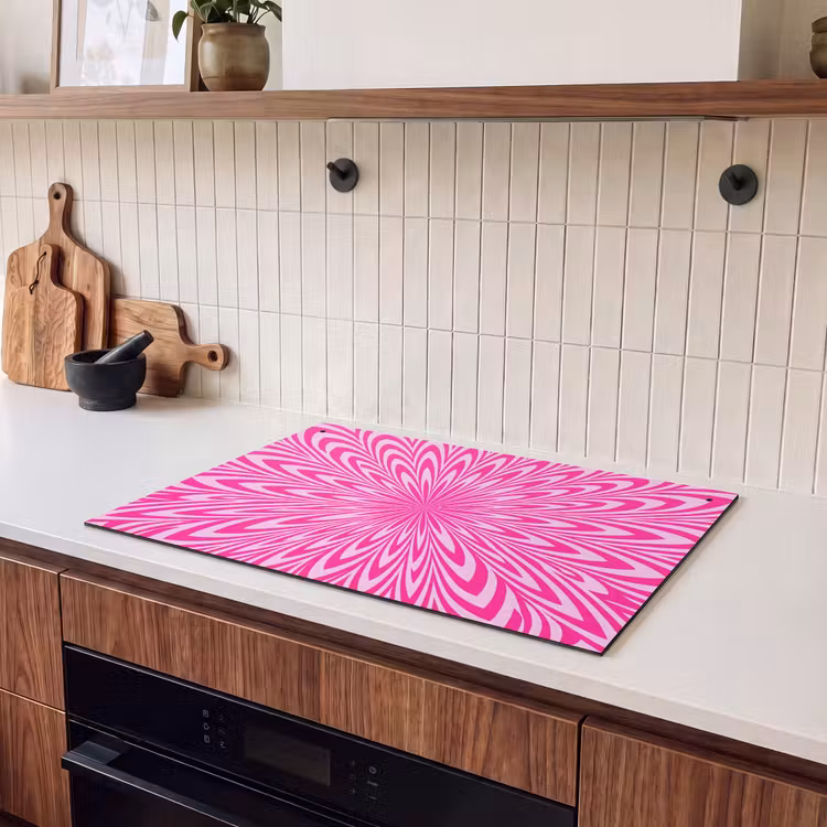 Inductie beschermer en spatscherm (2in1) - Patroon - Optisch - Roze — 3