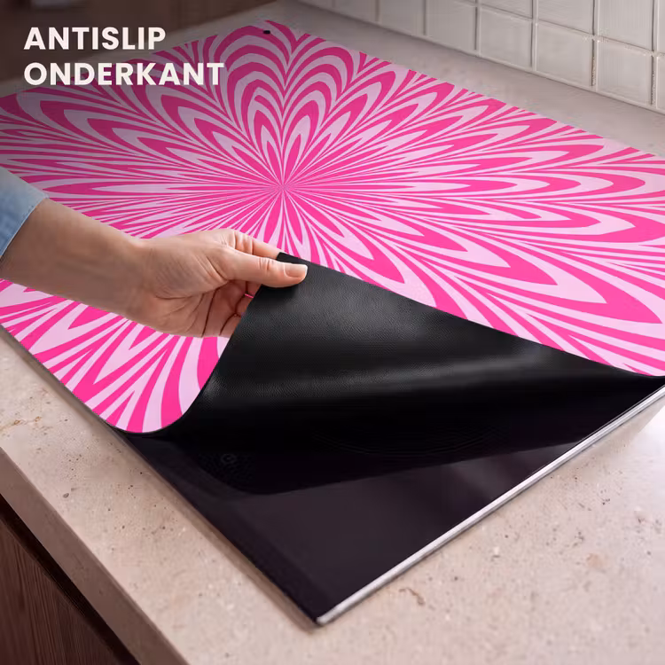 Inductie beschermer en spatscherm (2in1) - Patroon - Optisch - Roze — 4
