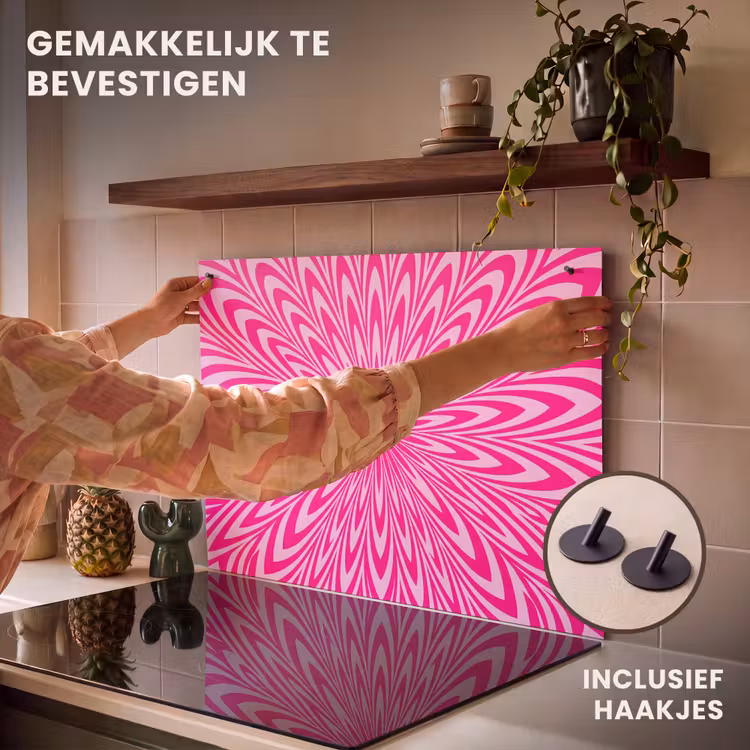 Inductie beschermer en spatscherm (2in1) - Patroon - Optisch - Roze — 7