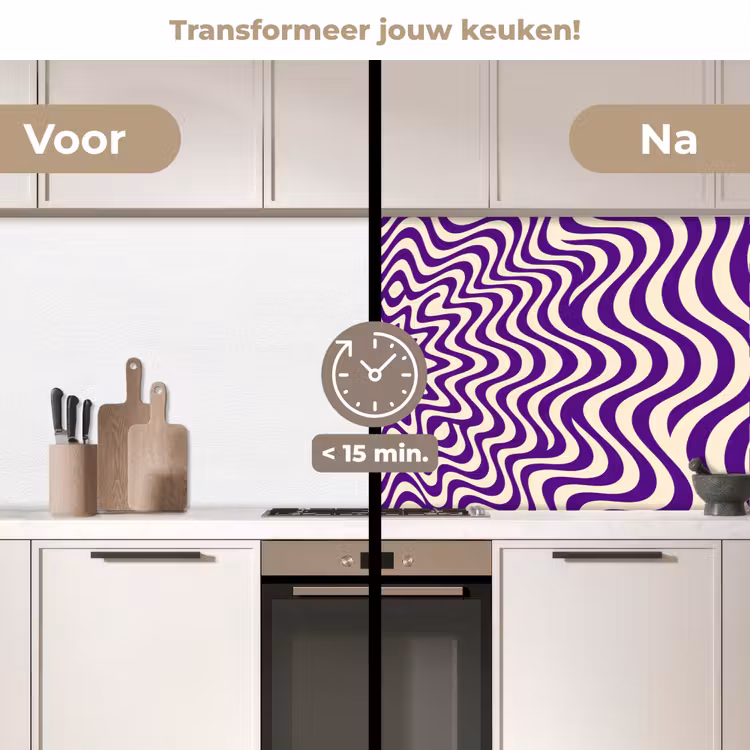 Keuken achterwand - Abstract - Golven - Optisch - Modern - Paars — 2